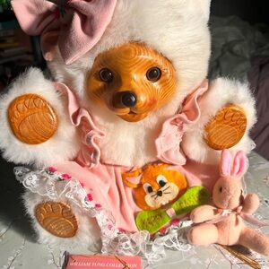 VINTAGE 1998 WILLIAM TING WHITE TEDDY BEAR EASTER Bunny STUFFED ANIMAL PLUSH TOY